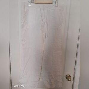 LOFT lounge Casual White Drawstring Linen Pants